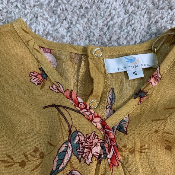 Peyton Bre Brown floral Romper with long train in back size 14 - Picture 6 of 16